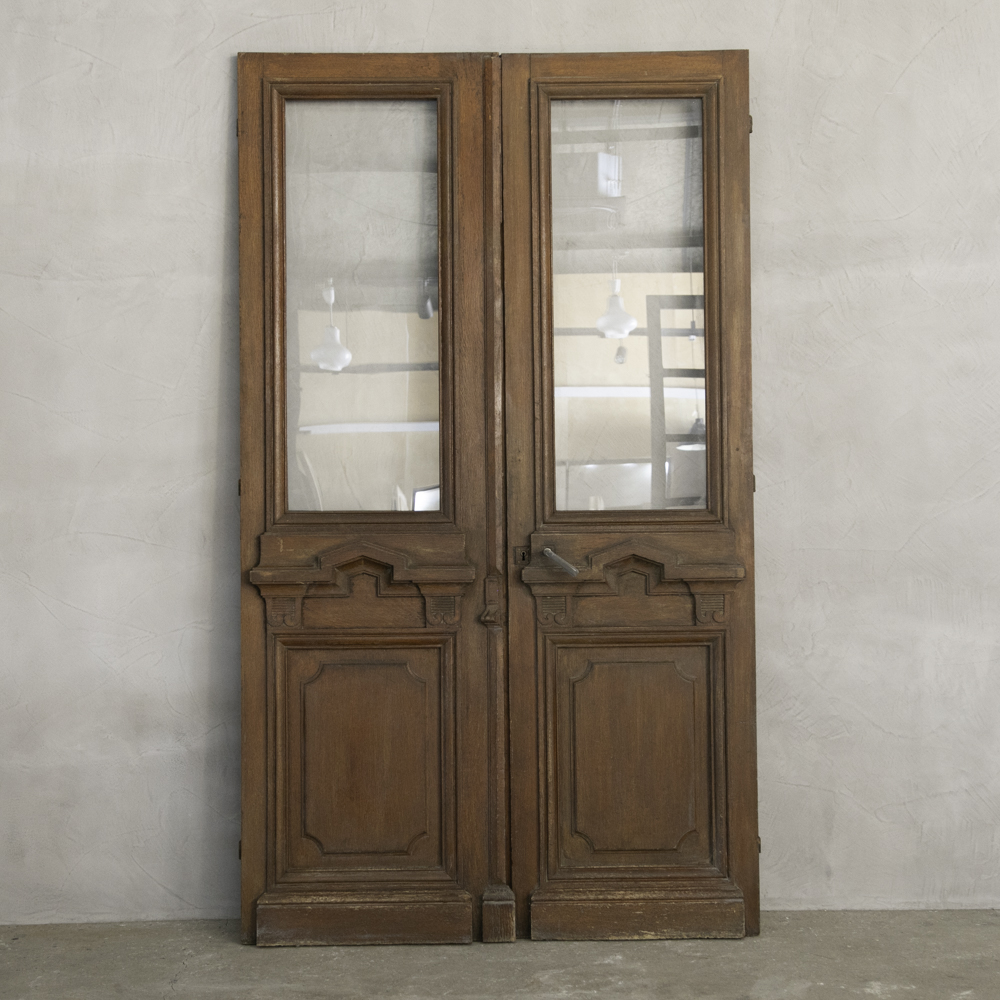 フランス アンティークダブルドア(ガラス入り)