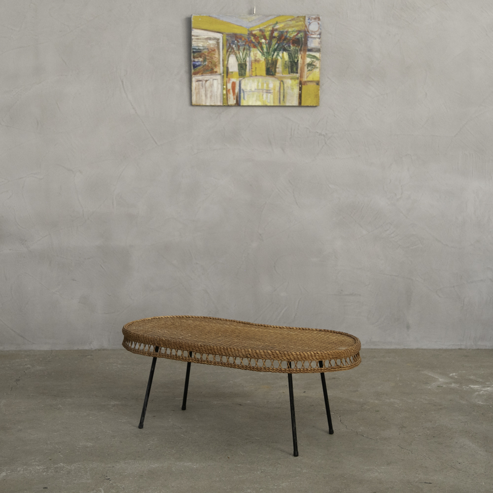 フランスアンティークラタンローテーブル - 画像 (2)