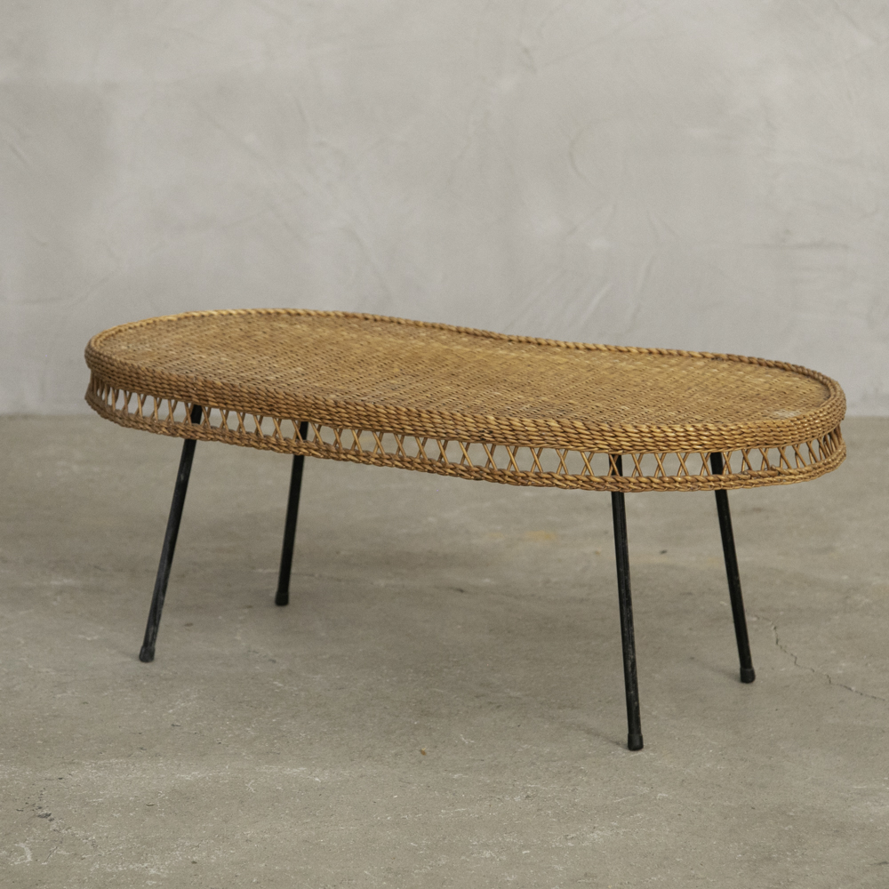 フランスアンティークラタンローテーブル - 画像 (3)