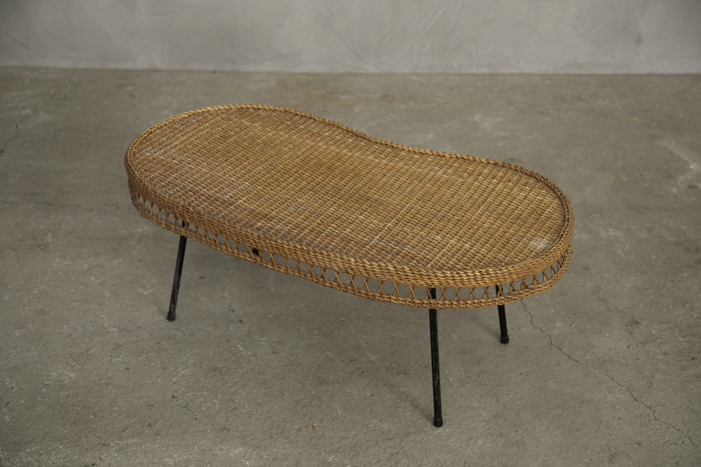 フランスアンティークラタンローテーブル - 画像 (4)